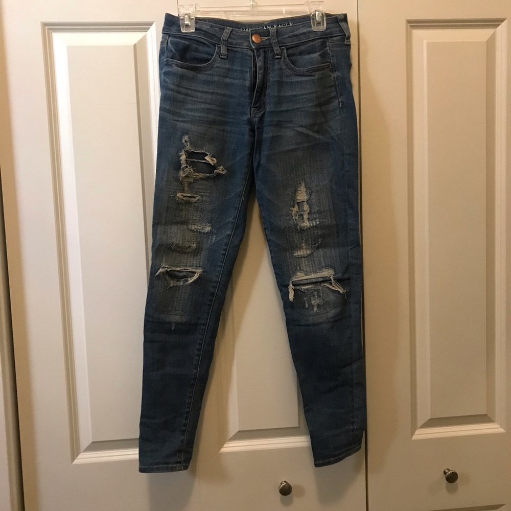 American Eagle Super Stretc Destructed Jeans Sz 6